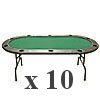 10 Full Size Texas Holdem Green Felt Poker Tables 83 x 44