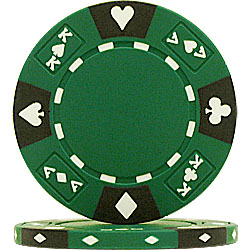 14 Gram Green Tri-Color Ace King Suited Chip