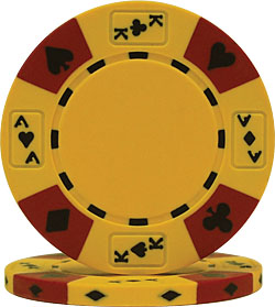 14 Gram Yellow Tri-Color Ace King Suited Chip