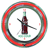 Coca Cola Ice Cold Bottle Neon Clock - 14 inch Diameter
