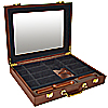 Premium Wood Poker Chip Case With Cigar Tray 240 Capacity